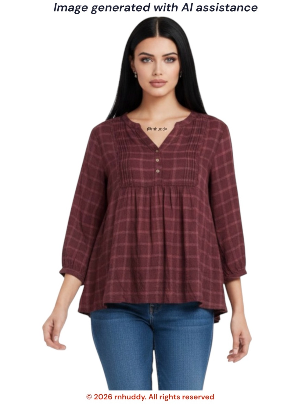 Wrangler L babydoll plaid flannel 3/4 sleeve shirt